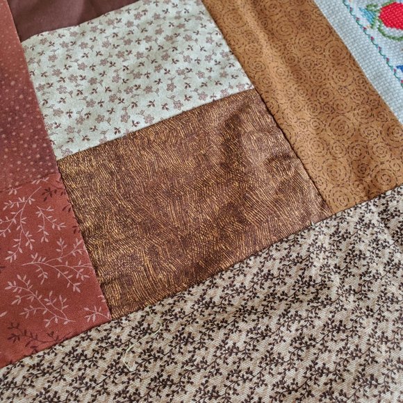 Cross Stitch Quilt Patchwork Lap Throw Blanket Hand Made Kitchen Theme 38" x 60" - Picture 12 of 14